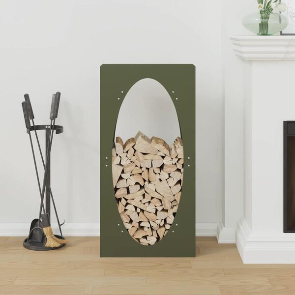 vidaXL Brandhoutrek 50x23x100 cm koudgewalst staal olijfgroen