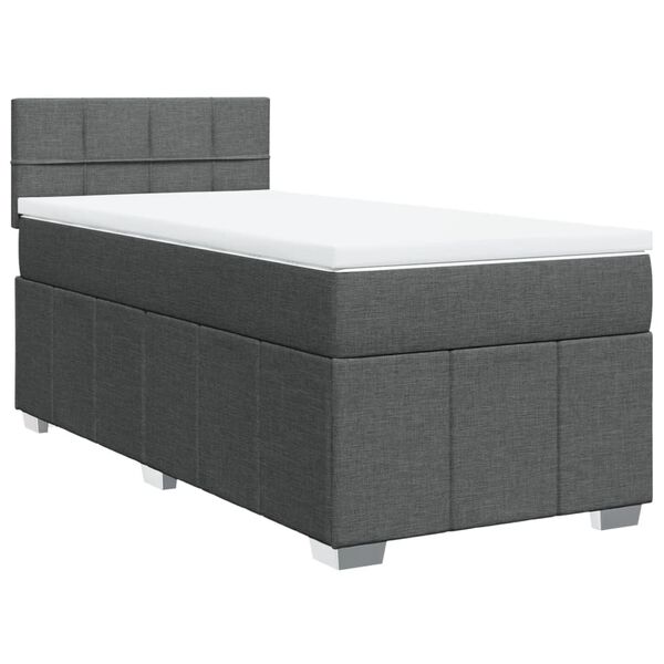 vidaXL Boxspring met matras stof donkergrijs 90x190 cm
