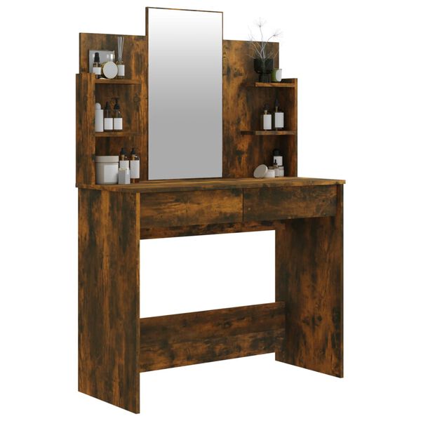 vidaXL Kaptafel met spiegel 96x40x142 cm gerookt eikenkleurig