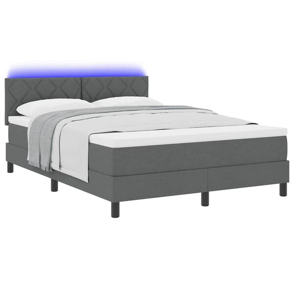 vidaXL Boxspring bed met matras met LED Donkergrijs 140 x 200 cm Stof
