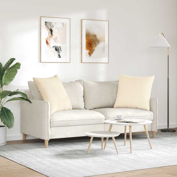 vidaXL Sofa Kussens 2 stuks Cr&egrave;me 60 x 60 cm Cordstof
