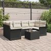 vidaXL Tuin Sofa Set 7 pcs Zwart en Cr&egrave;me Poly rattan, staal en glas