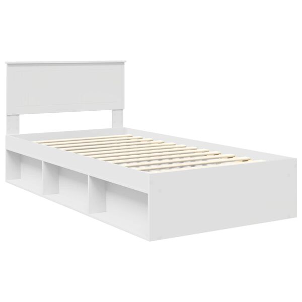 vidaXL Bedframe met hoofdeinde Wit 100 x 200 cm Massief grenenhout