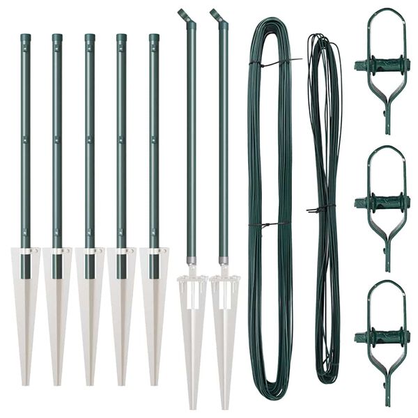 vidaXL Hekpalen 7 pcs Groen Ø32mm 80 cm Gegalvaniseerd staal