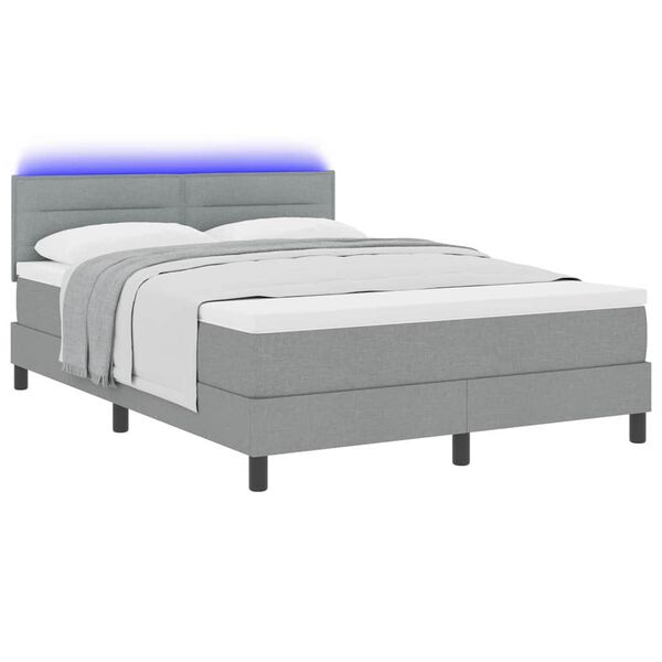 vidaXL Boxspring bed met matras Lichtgrijs 140 x 190 cm Stof
