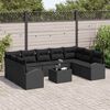 vidaXL Bankstel met kussen 10 pcs Zwart Poly Rattan