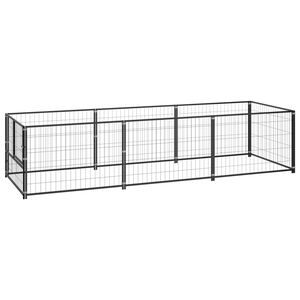 vidaXL Hondenkennel 3 m&sup2; staal zwart