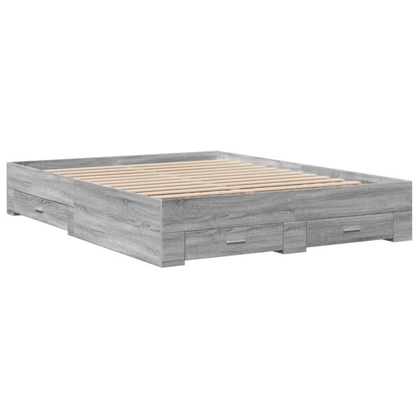 vidaXL Bedframe met lades bewerkt hout grijs sonoma eiken 160x200 cm