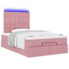 vidaXL Ottoman bed met matrassen en LED's 120x190cm fluweel roze