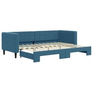 vidaXL Slaapbank met onderschuifbed 80x200 cm fluweel blauw