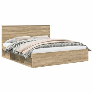 vidaXL Bedframe met hoofdeinde Sonoma 200 x 200 cm Massief grenenhout