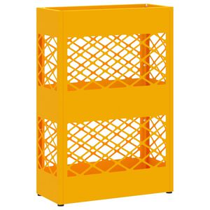 vidaXL Regen paraplu standaard Mosterdgeel 28 x 12 x 41 cm Staal