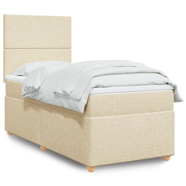 vidaXL Boxspring met matras stof cr&egrave;mekleurig 90x190 cm
