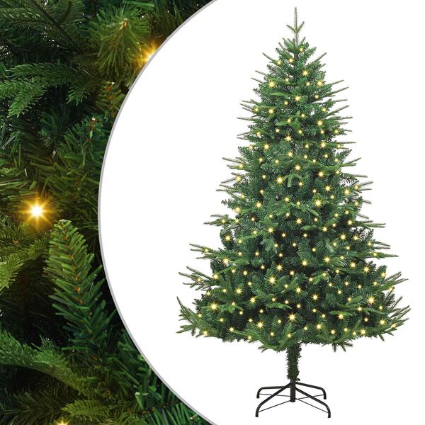 vidaXL Kunst Kerstboom met verlichting Groen 180 cm PVC en PE