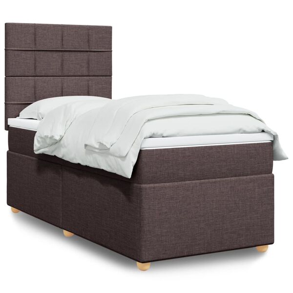vidaXL Boxspring met matras stof donkerbruin 90x190 cm