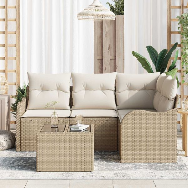 vidaXL Tuin Sofa Set met opslag 5 pcs Bruin poly rattan
