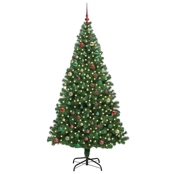 vidaXL Kunstkerstboom Groen 210 cm PVC en Staal en Kunststof