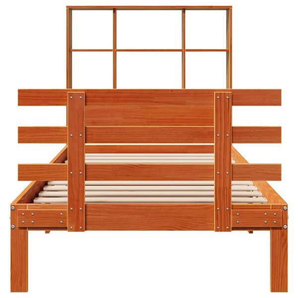 vidaXL Bed met boekenkast zonder matras grenenhout wasbruin 100x200 cm