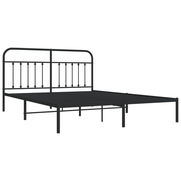vidaXL Bedframe met hoofdbord metaal zwart 180x200 cm