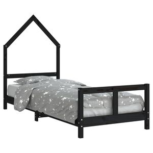 vidaXL Kinderbedframe 80x200 cm massief grenenhout zwart