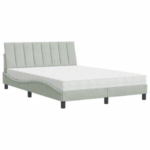 vidaXL Bed met matras "Hanko" fluweel lichtgrijs 120x200 cm