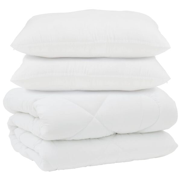 vidaXL Dekbed met Kussens 3 pcs Wit Microfiber en Dons Feather