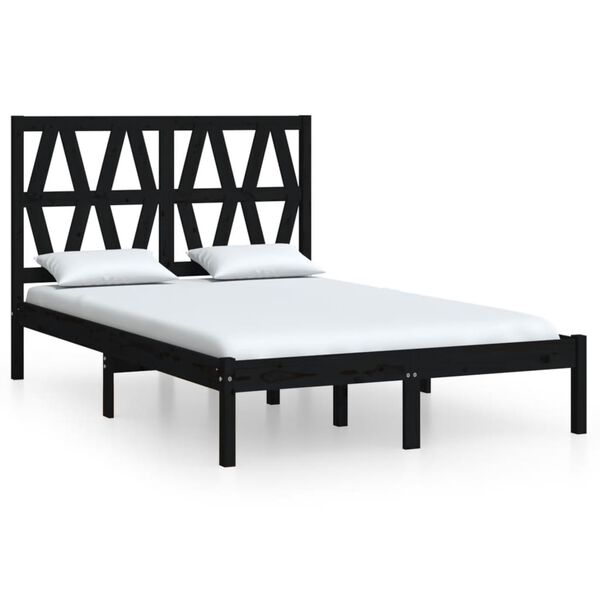 vidaXL Bedframe massief grenenhout zwart 140x190 cm