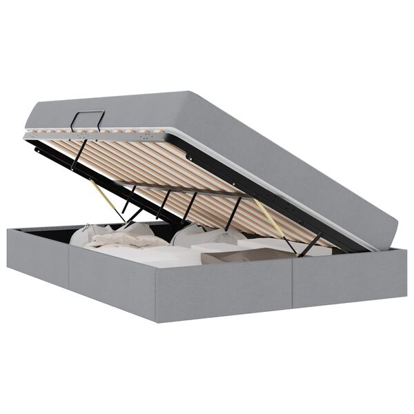 vidaXL Opbergbed met matras Lichtgrijs 140 x 190 cm Polyester