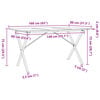 vidaXL Eettafel X-frame 160x80x75 cm massief grenenhout en staal