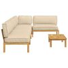 vidaXL Bankstel met kussen Effen 5 pcs Beige Massief Acaciahout