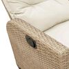 vidaXL Verstelbare tuinbank met kussens L-vormig beige poly rattan