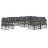 vidaXL 11-delige Loungeset met kussens poly rattan antracietkleurig