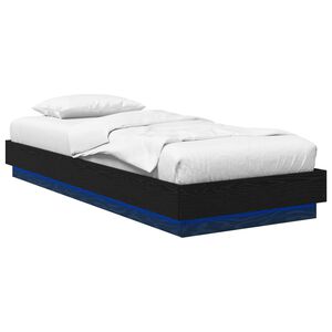 vidaXL Bed Frame met LED Zwart eiken 80 x 200 cm Bewerkt hout