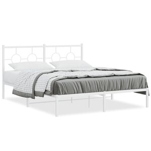 vidaXL Bedframe met hoofdbord metaal wit 160x200 cm