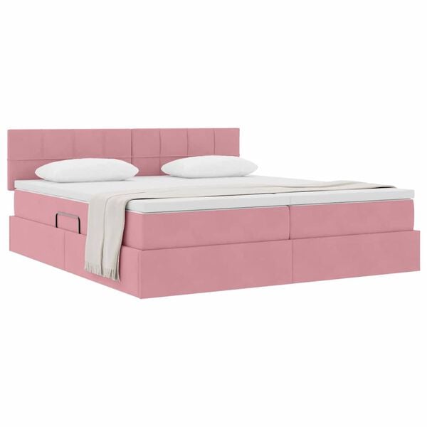 vidaXL Opslag bed met matras met hoofdeinde Roze 100 x 200 cm