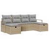 vidaXL Tuin Sofa Set met kussen met opslag 6 pcs Beige Poly riet