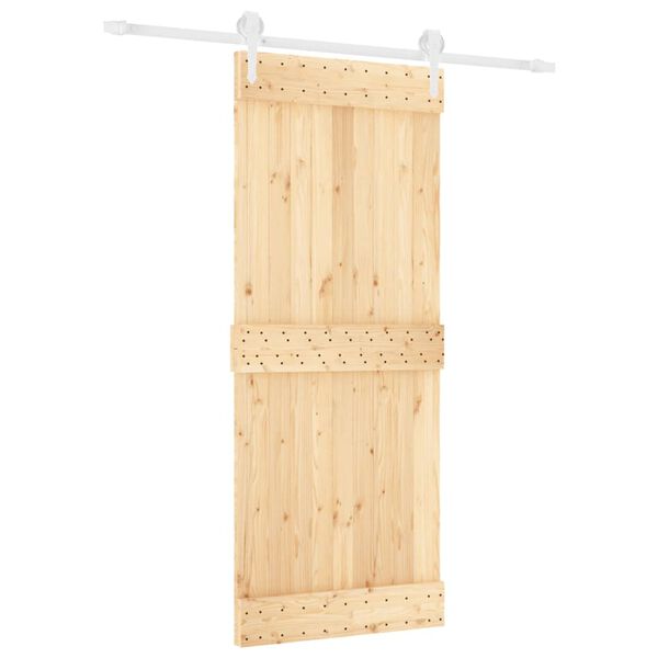 vidaXL Schuifdeur met beslag 85x210 cm massief grenenhout