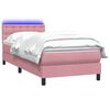 vidaXL Boxspring met matras en LED fluweel roze 100x220 cm