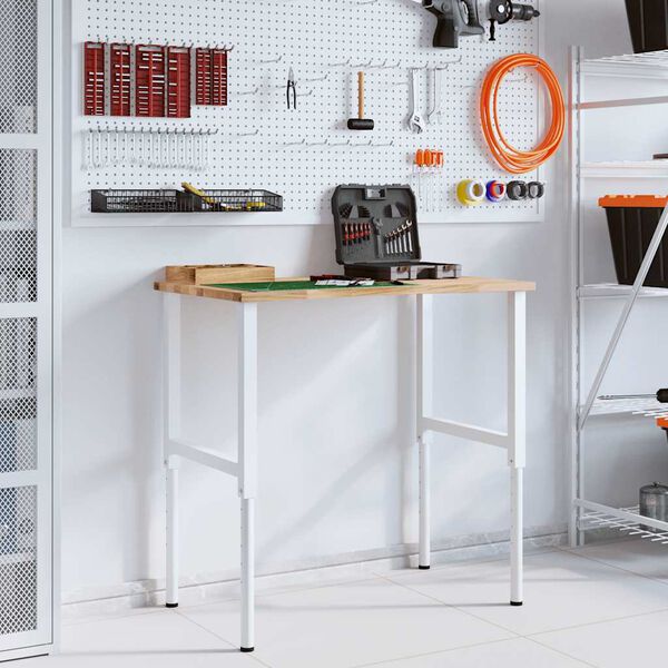 vidaXL Werkbank 100x60x(71,5-98) cm massief eikenhout