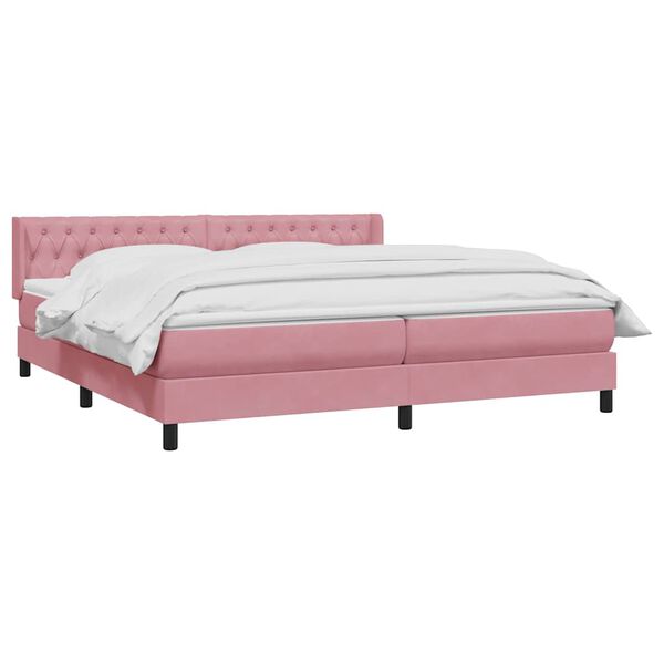 vidaXL Boxspring met matras fluweel roze 200x220 cm