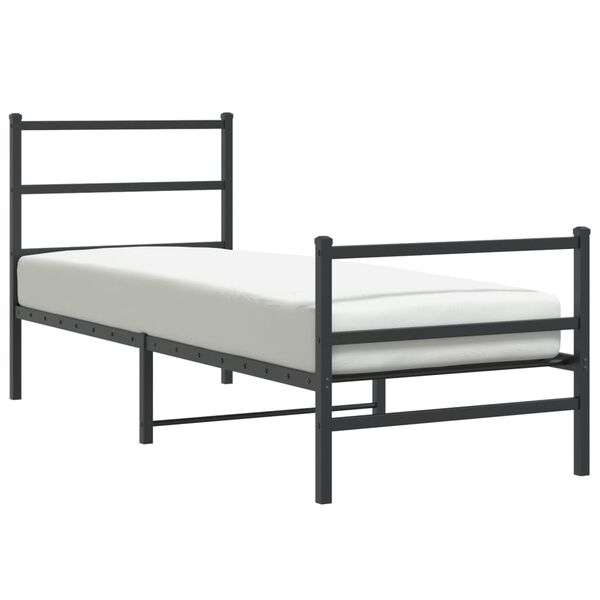 vidaXL Bedframe met hoofd- en voeteneinde metaal zwart 80x200 cm