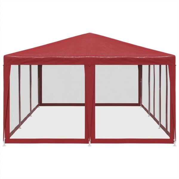 vidaXL Partytent met 10 mesh zijwanden 6x4 m HDPE rood