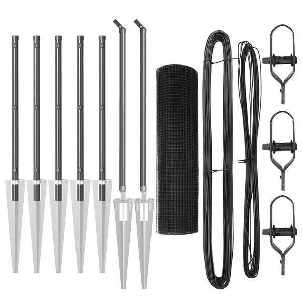 vidaXL Afrasteringspaal Grijs 10 x 0,5 m (25 x 25 mm gaas) Staal
