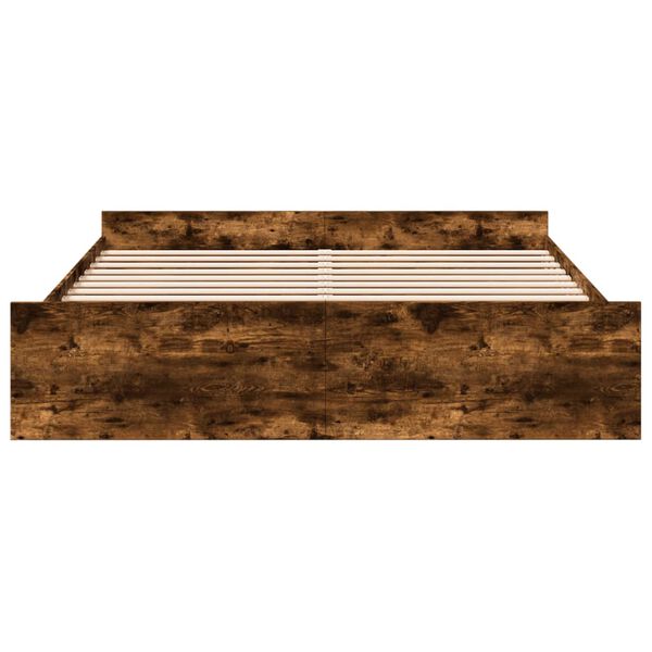 vidaXL Bedframe met lades bewerkt hout gerookt eikenkleurig 200x200 cm