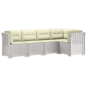 vidaXL 5-Zits Tuin Sofa met Kussens Rattan Look PP Wit