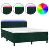 vidaXL Boxspring met matras en LED fluweel donkergroen 140x190 cm