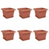 vidaXL Plantenpotten 6 pcs Baksteenrood 23 x 23 x 17,5 cm Kunststof