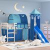 vidaXL Kinderhoogslaper met toren 80x200 cm massief grenenhout blauw