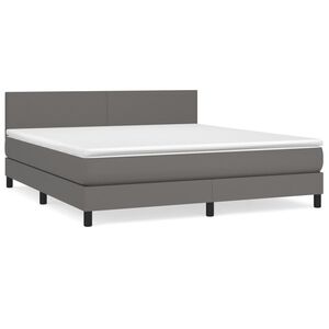 vidaXL Boxspring met matras kunstleer grijs 180x200 cm
