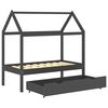 vidaXL Kinderbedframe met lade grenenhout donkergrijs 70x140 cm